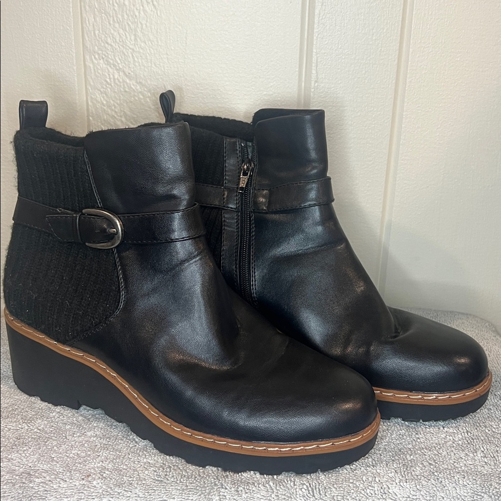 BareTraps Black Ankle Boots with Buckle Accent